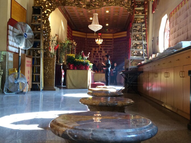 View inside the Chua Thien Hau Temple in LA's Chinatown. 