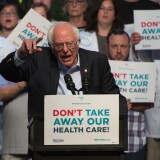 COLUMBUS, OH - JUNE 25:  Bernie Sanders speaks during a Stop Trumpcare emergency rally with MoveOn.org at Express Live on June 25, 2017 in Columbus, Ohio.  (Photo by Duane Prokop/Getty Images for MoveOn.org)