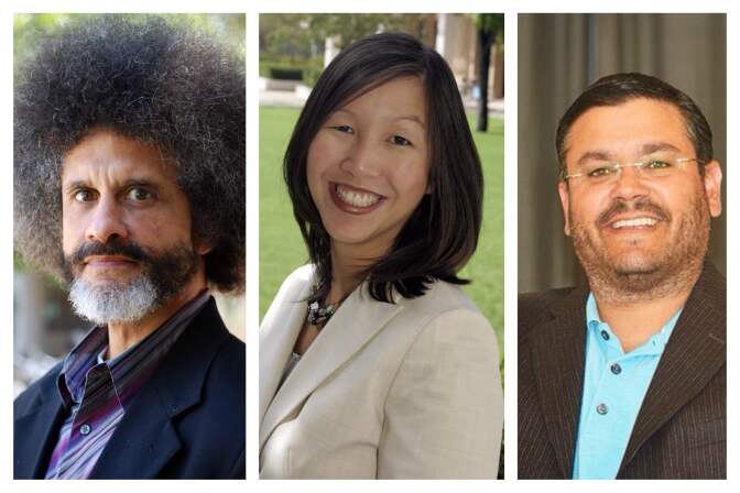 Roundtable guests from left to right: Jodi Armour, professor with the USC Gould School of Law, Grace Kao, associate professor of ethics at the Claremont School of Theology, Matt Barreto, professor of Chicano studies and political science at UCLA. Photos used with permission. 