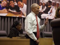 Superintendent Ramon Cortines attends his first LAUSD school board meeting after his predecessor, John Deasy, stepped down in October 2014.